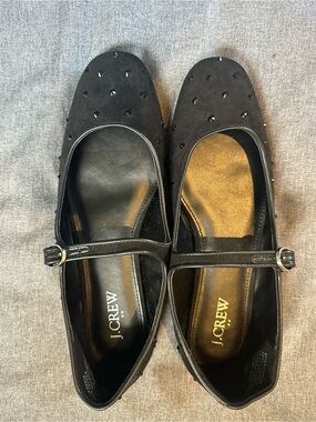 J. Crew Black Mary Jane Flats with Stud Details - NEVER WORN